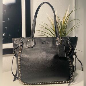 COACH Tatum Pebble Leather Metal Whipstitch Tote